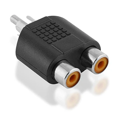 Abbildung von BestPlug Y Video RCA Adapter Verteiler Splitter Weiche, 1 Cinch Stecker männlich auf 2 Buchse Kupplung weiblich, Schwarz