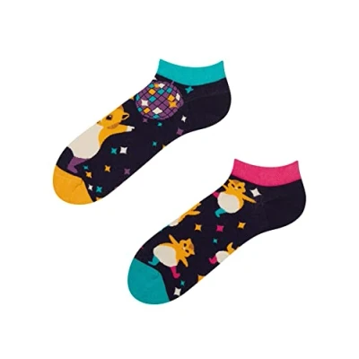 Abbildung von Dedoles Sneaker Socken Low Cut Füßlinge Unisex Damen Herren Baumwolle lustiges Design Geschenk links rechts verschieden, Farbe Mehrfarbig, Motiv Party Hamster Knöchelsocken, Gr. 39 42