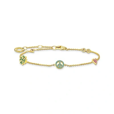 Abbildung von Thomas Sabo Damen Armband mit Buntbesetzten Symbolen 925er Sterlingsilber 750er Gelbgold Vergoldung Zirkonia, A2039 488 7 L19V