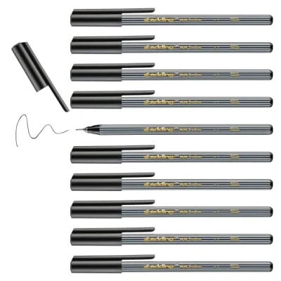 Abbildung von edding 55 Fineliner schwarz 10 Stifte 0,3 mm Spitze Farbstift zum Schreiben, Malen, Unterstreichen, Illustrieren für Kinder und Erwachsene, Schule, Homeoffice, Büro