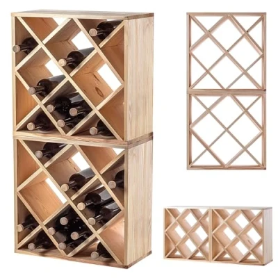 Abbildung von KADAX Weinregal aus Holz, 52 x 25.5 104 cm, Großes Flaschenregal für viele Weinflaschen, rustikaler Weinständer, platzsparendes Regal Flaschen, Stabiler Weinschrank, Made in EU