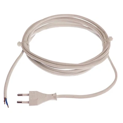 Abbildung von as Schwabe Euro Anschlussleitung 1,5 m H03VVH2 F 2x0,75mm Euroflachstecker mit Leitung Anschlusskabel 30 mm abgemantelt Aderendhülsen Stromkabel IP20 Weiß, 70641