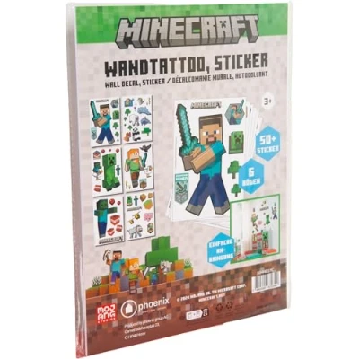 Abbildung von phoenix group AG Minecraft Wandtattoos, Sticker, 6 Bögen mit Figuren, Aufkleber