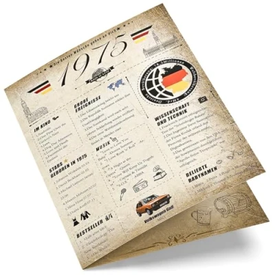 Abbildung von Joyoldelf 50. Vintage Geburtstagskarte, 1975 Jahrgang Zeitung Grußkarten Geschenk, 3D Pop Up Geburtstagskarte mit Umschlag für Mann und Frau