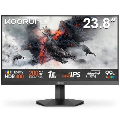Abbildung von KOORUI G2411P 24 Zoll Gaming Monitor 200Hz PC Bildschirm FHD 1920x1080 IPS HDR400, Adaptive Sync 1ms, HDMI 2.0 &amp; DP 1.4, VESA 75x75 mm