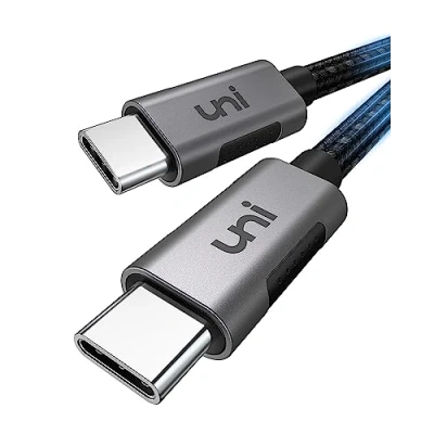 Abbildung von uni USB C Ladekabel 100W PD, 3m auf Geflochtenes Nylonkabel [5A], für iPhone 15/15 Plus/15 Pro, iPad Pro M4/ M2, Macbook Air/Pro, Surface Go/Pro, Galaxy S23 S22 S21, Mate 20/10, P20 usw.