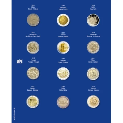 Abbildung von Safe, TOPset, Nachtrag 2 Euro Münzen in Kapseln 2018 Blatt 27 Transp/blauem Vordruckblatt Abm: 185x230 mm. pro Stk.