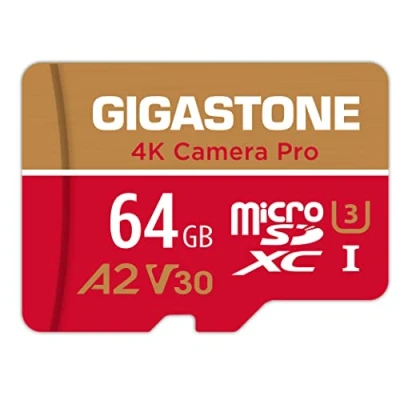 Abbildung von Gigastone 4K Kamera Pro 64GB MicroSDXC Speicherkarte und SD Adapter, Kompatibel mit GoPro Drohne Switch, bis zu 95/35 MB/s, UHD Videoaufnahmen, Micro Karte UHS I A1 Klasse 10 U3 V30