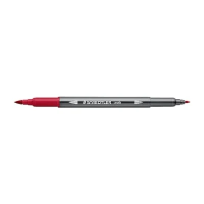 Abbildung von STAEDTLER aquarell Doppelfasermaler Design Journey, englisch rot, feine Spitze und flexible Pinselspitze, wasservermalbar, 10 rote Filzstifte, 3001 241