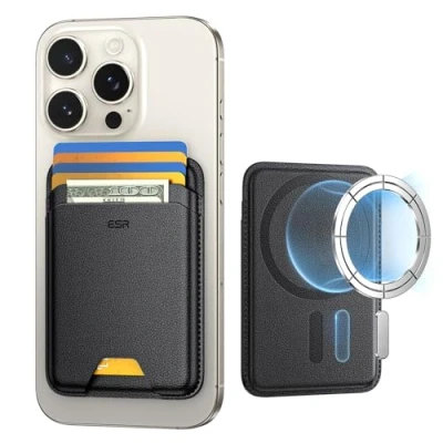 Abbildung von ESR für MagSafe Wallet, 5 Karten Halter, iPhone Wallet mit 3200g Magnetstärke, Veganes Leder, Magnetisches iPhone, 16/15/14/13/12 Serie, Nicht 13/12 Mini, Schwarz