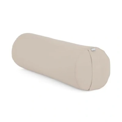 Abbildung von Bodhi Yoga Bolster Rolle Ø 22 cm Yogarolle mit Bio Dinkelfüllung Yogakissen für Restorative &amp; Yin Waschbarer Bezug aus Baumwolle Pilates Kissen Trageschlaufe (Silver Cloud)