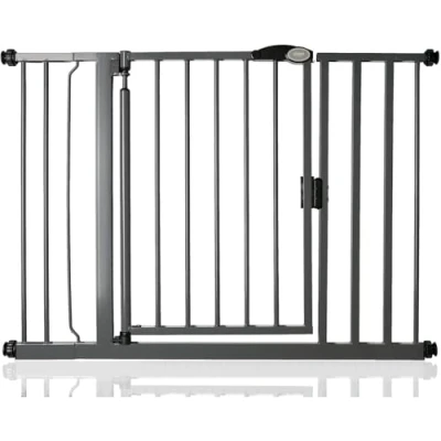 Abbildung von Safetots Druckmontage Selbstschließendes Treppengitter, 103.8cm 110.8cm, Schiefergrau, Automatisch schließendes Babygitter, Sicherheitsbarriere für Kleinkinder, Einfache Installation