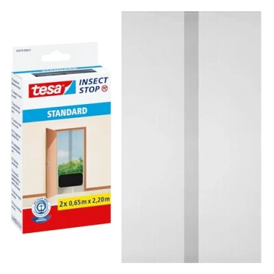 Abbildung von tesa Insektenschutz Fensterrahmen, (Packung, 2 St., x Insect Stop Standard Fliegengitter Tür 0,65 m 2,20 m), für Balkon und Terassentür ohne Bohren anthrazit