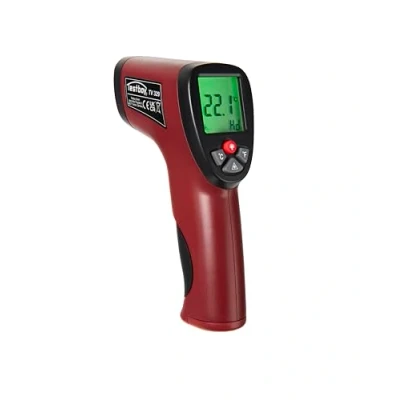 Abbildung von Testboy TV 329 Infrarot Thermometer (hochpräzise, berührungslose Temperaturmessung, für Wetter, Grill, Handwerk &amp; Industrie, mit fortschrittlicher 12:1 Messoptik, grünem LCD Display), Rot