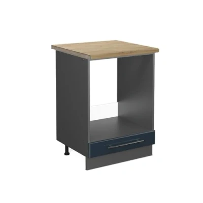 Abbildung von Vicco Herdumbauschrank Fame Line, Dunkelblau Hochglanz/Anthrazit, 60 cm, AP Eiche
