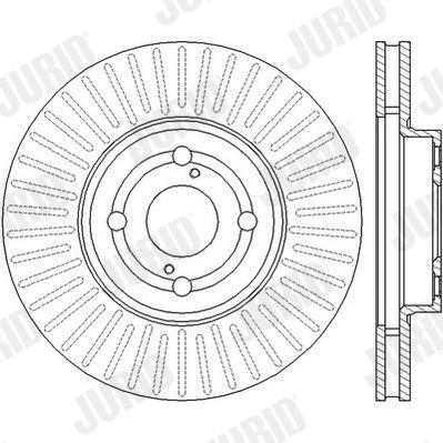 Abbildung von JURID 562435JC Bremsscheibe 275 25 4 100 Belüftet beschichtet ohne Schrauben TOYOTA: Corolla IX Kombi, Schrägheck, Verso