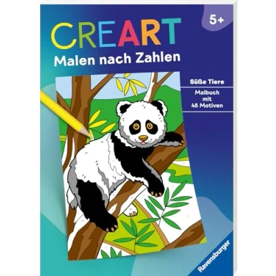 Abbildung von Ravensburger CreArt Malen nach Zahlen ab 5: Süße Tiere, Malbuch, 48 Motive
