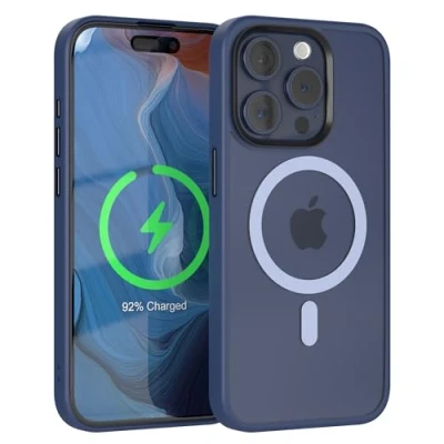 Abbildung von EAZY CASE Ultra Schutz Outdoor Hülle kompatibel mit iPhone 15 Pro Qi Charging, hochwertige Schutzhülle Aufprallschutz, Stoßfest, Kratzfest, Handyhülle Kameraschutz, Nacht Blau