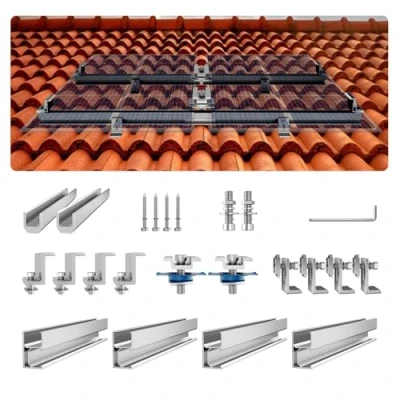 Abbildung von VEVOR Solarmodul Halterung Montage Set 4x Montageschiene Endklemmen Zubehör