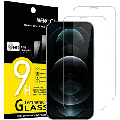 Abbildung von NEW&#039;C 2 Stück, Panzer Schutz Glas für iPhone 12 Pro Max (6,7&quot;), Frei von Kratzern, 9H Härte, HD Displayschutzfolie, 0.33mm Ultra klar, Ultrabeständig