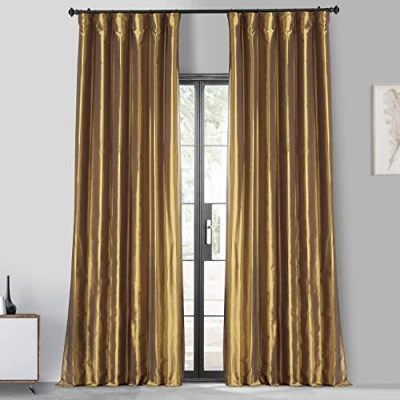 Abbildung von HPD Half Price Drapes Verdunkelungsvorhänge für Schlafzimmer Kunstseide TAFT, 50 x 96 (1 Panel), PTCH BO404 96, Golden Spice