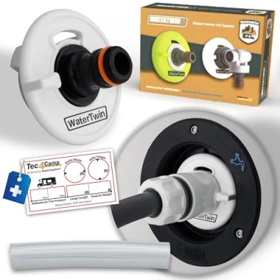 Abbildung von WATERTWIN Wohnmobil Wassertankdeckel Befüll Adapter mit Gardena Anschluss für Fiamma Einfüllstutzen (Typ 2 Pin D:65)