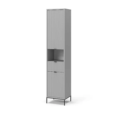 Abbildung von Vicco Badschrank Eliza, Grau, 40 x 190 cm mit Türen, und Schublade