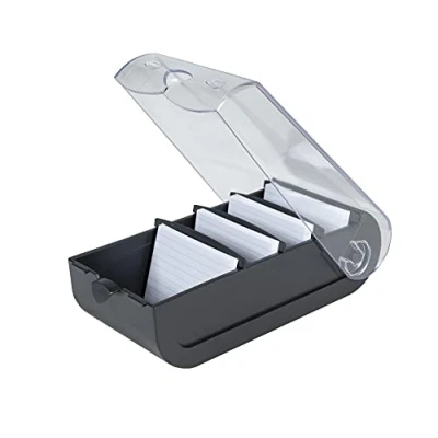 Abbildung von Exacompta 5331423D Lernkartei Bunnybox Schwarz DIN A8 quer inklusive 100 Karteikarten. Originelle Karteikartenbox zum einfachen Vokabeln lernen dank 5 Fächer Lernsystem für 600 Karteikarten