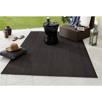 Abbildung von NORTHRUGS in und Outdoor Teppich Match 160x230cm Wetterfest Modern Plain Allover Unifarben Design Läufer für Balkon Terrasse Garten Wintergarten Wohnzimmerteppich Wasserfest Schwarz