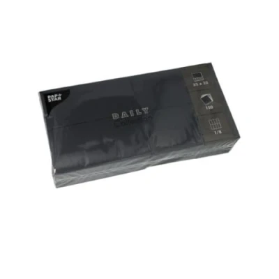 Abbildung von PAPSTAR 150 Servietten &#039;Daily Collection&#039; 1/8 Falz 32 cm x schwarz