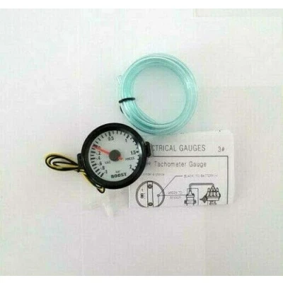 Abbildung von Ladedruck Anzeige Boost Gauge LED 52mm weiß Retro universal Zusatzanzeige 2 Bar