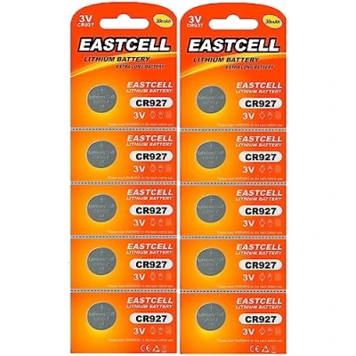 Abbildung von 10 x CR927 3V Lithium Knopfzelle 30 mAh (2 Blistercards a 5 Batterien) EINWEG Markenware EASTCELL