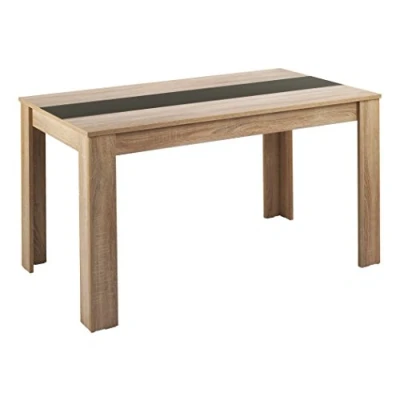 Abbildung von byLIVING Esszimmertisch NORI/Sonoma Eiche Optik hell braun/Einlegeplatte wendbar schwarz oder weiß/kompakter Küchentisch/Esstisch 120 cm breit/Tisch 18 mm Tischplatte / x 80, H 75