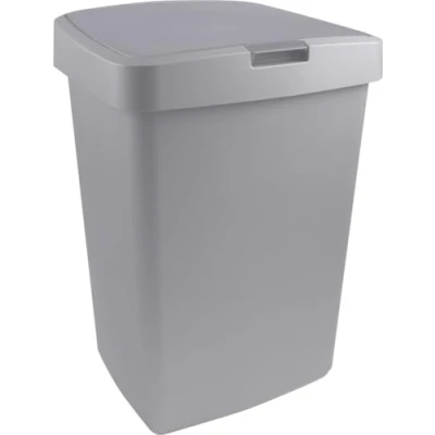 Abbildung von Sunware Delta Klappdeckeleimer mit Haltering für Müllsack 50 Liter 39,7 x 34,5 60 cm grau