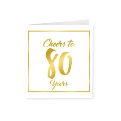 Abbildung von PD Party 7028017 Geburtstag Feiern Papier Grüßen Karte 80 Jahre, Gold/Weiß, 15cm Länge x Breite 0.5cm Höhe