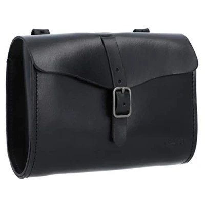 Abbildung von Gusti Satteltasche Leder Marianne V. Damen und Herren Lenkertasche Ledertasche diebstahlsicher Fahrradtasche Fahrrad Werkzeugtasche Vintage Zubehör Gadget Schwarz