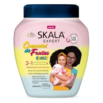 Abbildung von SKALA Vegane Frucht Haarmaske 1000 ml Intensiver Glanz und Geschmeidigkeit 3 in 1: Maske, Spülung, Stylingcreme 100% Vegan Tierfreundlich, Weiß, 1 l Pack