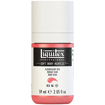 Abbildung von Liquitex 1959983 Professional Acrylfarbe Soft Body Künstlerfarbe in cremiger deckender Konsistenz, hohe Pigmentierung, lichtecht &amp; alterungsbeständig, 59ml Flasche Rot Fluo