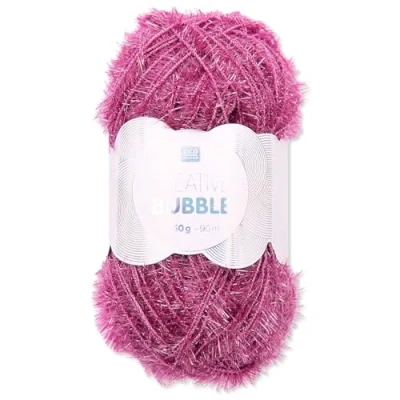 Abbildung von Frida&#039;s Wollhaus Rico Design 50 g Creative Bubble Schwammgarn Wolle Stricken Häkeln 57 Farben (017 Lila)