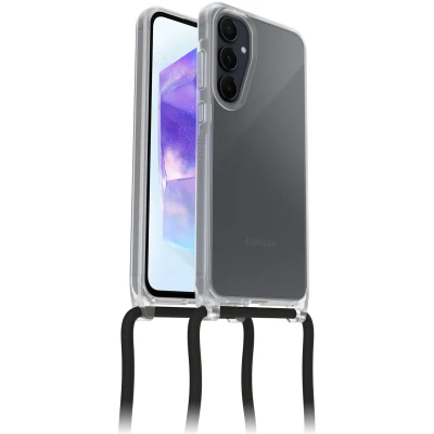 Abbildung von OtterBox React Necklace Hülle für Samsung Galaxy A55 5G, ultraschlanke, schützende mit Verstellbarer und Abnehmbarer Handykette, Getestet nach Militärstandard, Transparent