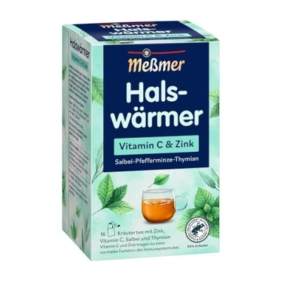 Abbildung von Meßmer Halswärmer Vitamin C &amp; Zink 16 Teebeutel Glutenfrei Laktosefrei Vegan