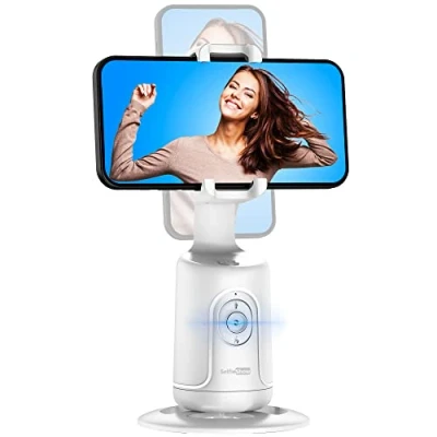 Abbildung von Auto Face Tracking Stativ, 360 Rotation Smart Telefonhalter, Keine App nötig, Gesicht Körper Selfie Stick Gimbal Stabilisator für Videoaufnahme, Live Streaming, Vlog (Weiß)