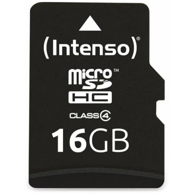 Abbildung von Intenso microSDHC 16GB Class 4 Speicherkarte inkl. SD Adapter, schwarz