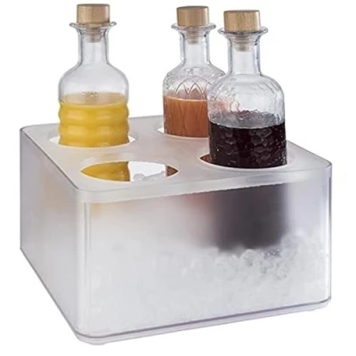Abbildung von APS Kühlbox FROSTY Transparente Eisbox mit herausnehmbarem Einsatz für 4 Flaschen Abmessungen: 27 x cm, Höhe: 15 Volumen: 7,5 l