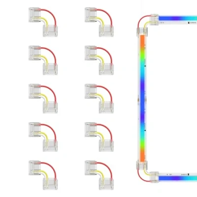 Abbildung von PAUTIX 12mm Anschlüsse10 Stück L förmige/Eckverbinder,lötfreie Klemmenver längerungs verbindung für 3pin RGB Smart IC COB LED Streifen Lichter, NICHT 10mm/8mm/5mm Band lichter