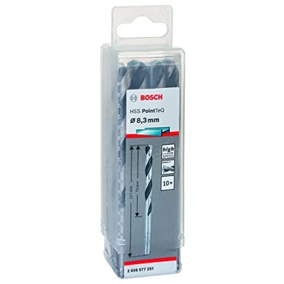 Abbildung von Bosch Professional 10 Stück HSS Spiralbohrer PointTeQ (für Metall, 8,3 x 75 117 mm, Zubehör Bohrschrauber)
