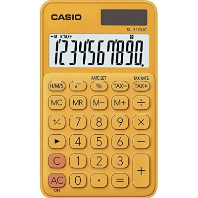 Abbildung von CASIO Taschenrechner SL 310UC, 10 stellig, Trendfarben, Steuerberechnung, Tausenderunterteilung, Solar /Batteriebetrieb