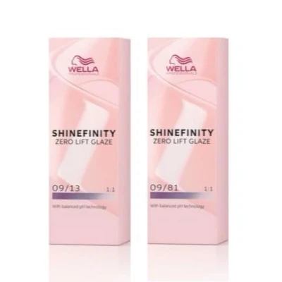 Abbildung von Wella Professionals Shinefinity 09/81 Cool Platinum Opal 60ml &amp; 09/13 Toffee Milk