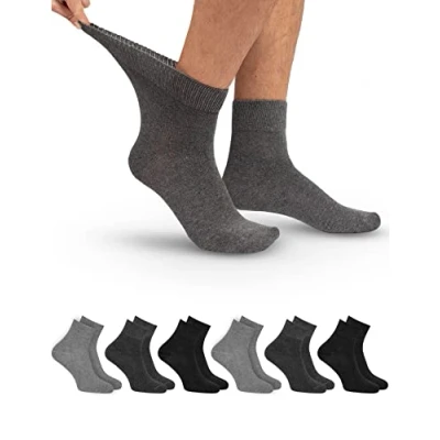 Abbildung von OCERA Diabetikersocken 6x Socken Kurzschaft für Diabetiker geeignet o Gummibund Grau Gr. 39