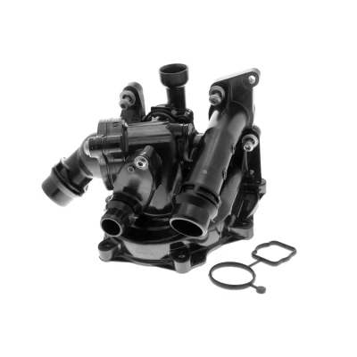 Abbildung von VEMO V15 99 2108 Thermostatgehäuse mit Dichtung Thermostat Q+, Erstausrüsterqualität VOLKSWAGEN: Passat B8 Variant, Beetle Cabrio